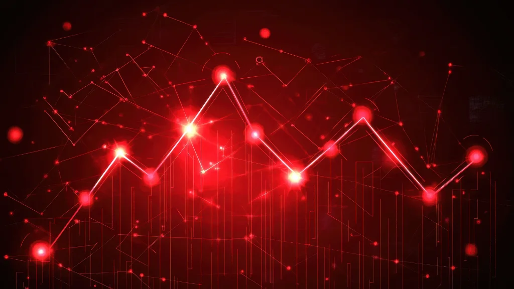 Market charts reflecting stock price movements and volatility trends.