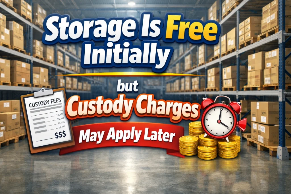 Storage Is Free Initially but Custody Charges May Apply Later