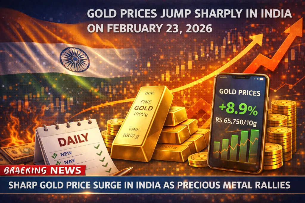 Gold prices jump sharply in India on February 23, 2026