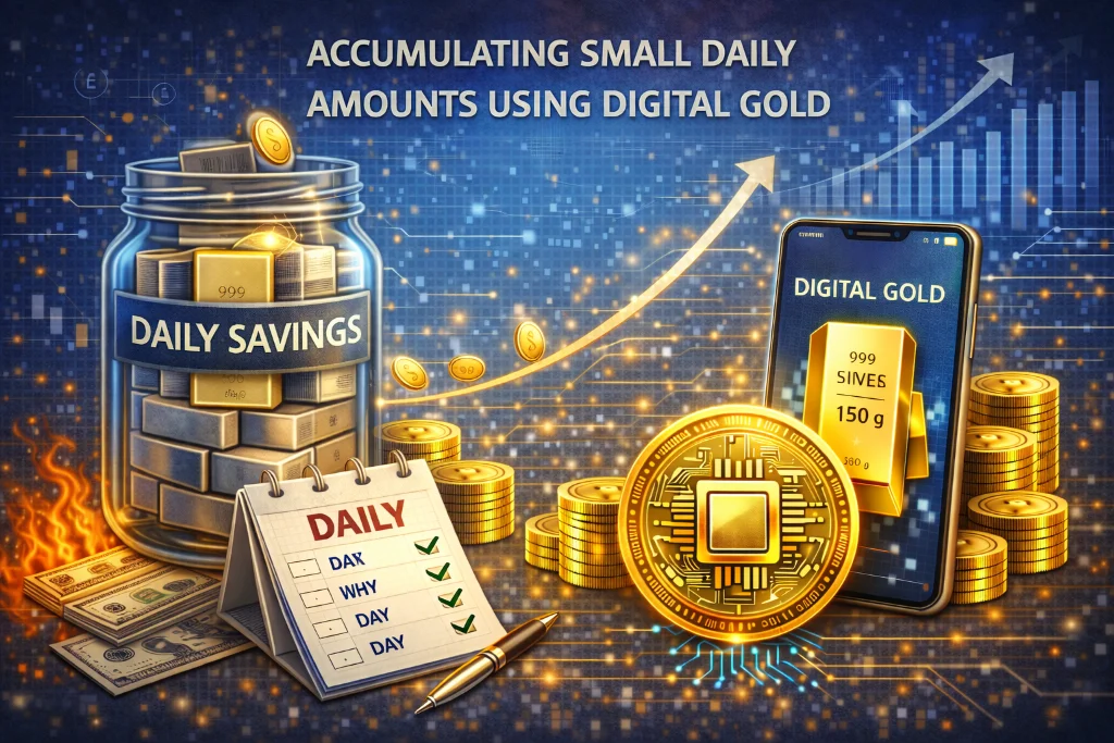 Accumulating small daily amounts using digital gold