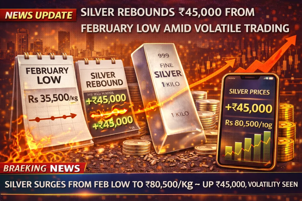 Silver rebounds ₹45,000 from February low amid volatile trading