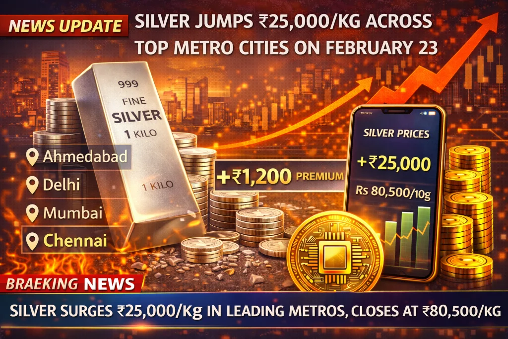Silver jumps ₹25,000/kg to ₹3 lakh across top metro cities on February 23